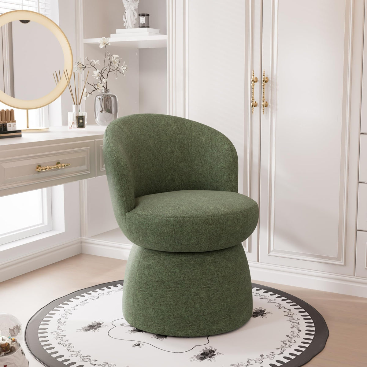 Green Boucle Fabric Swivel Accent Chair Set of 2 W161448