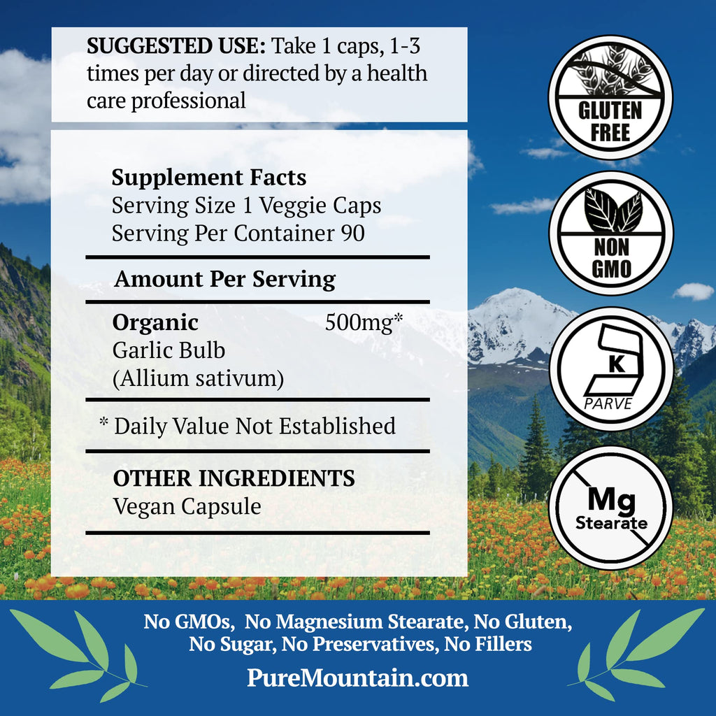 Garlic Capsules 500mg 90 Veggie Capsules K72187