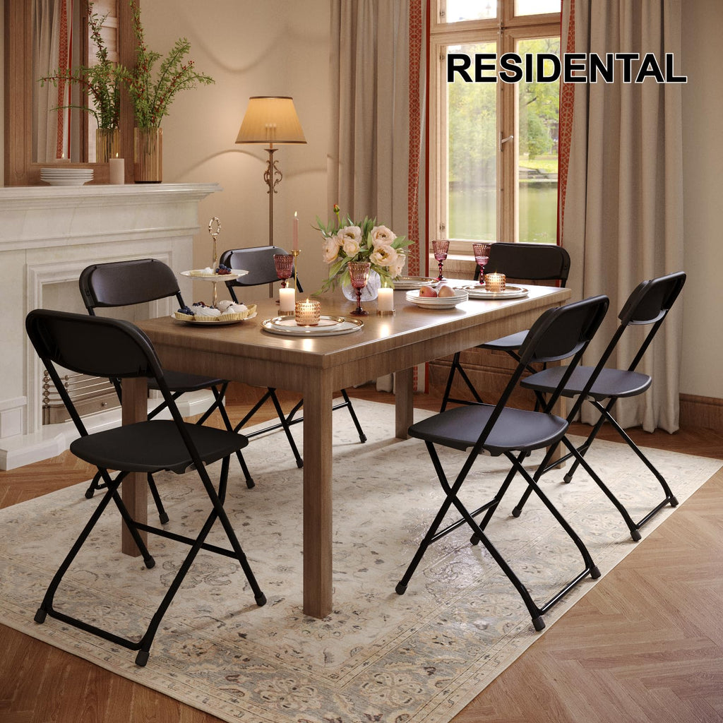 Black Plastic Folding Chairs, 10 Pack U27665