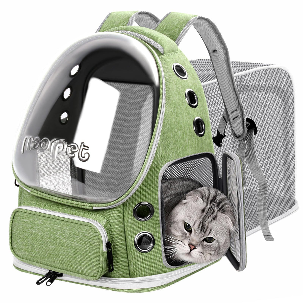 Green Expandable Breathable Pet Backpack Carrier O19811