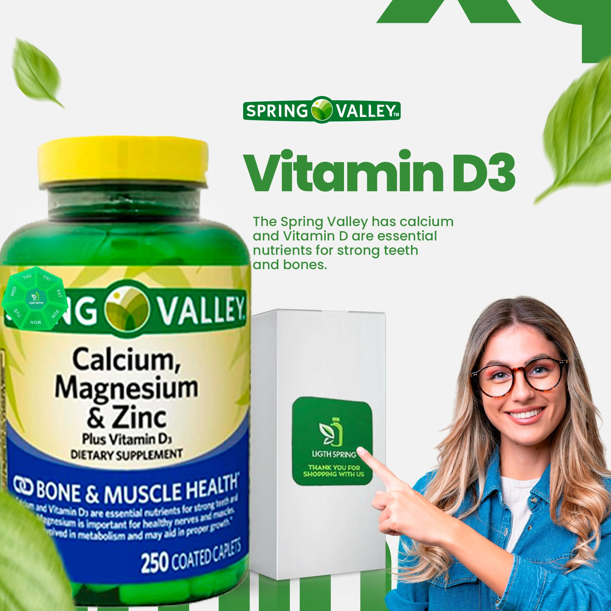 Calcium, Magnesium, Zinc & Vitamin D3 Dietary Supplement, 250 Caplets (2 Pack) C94682