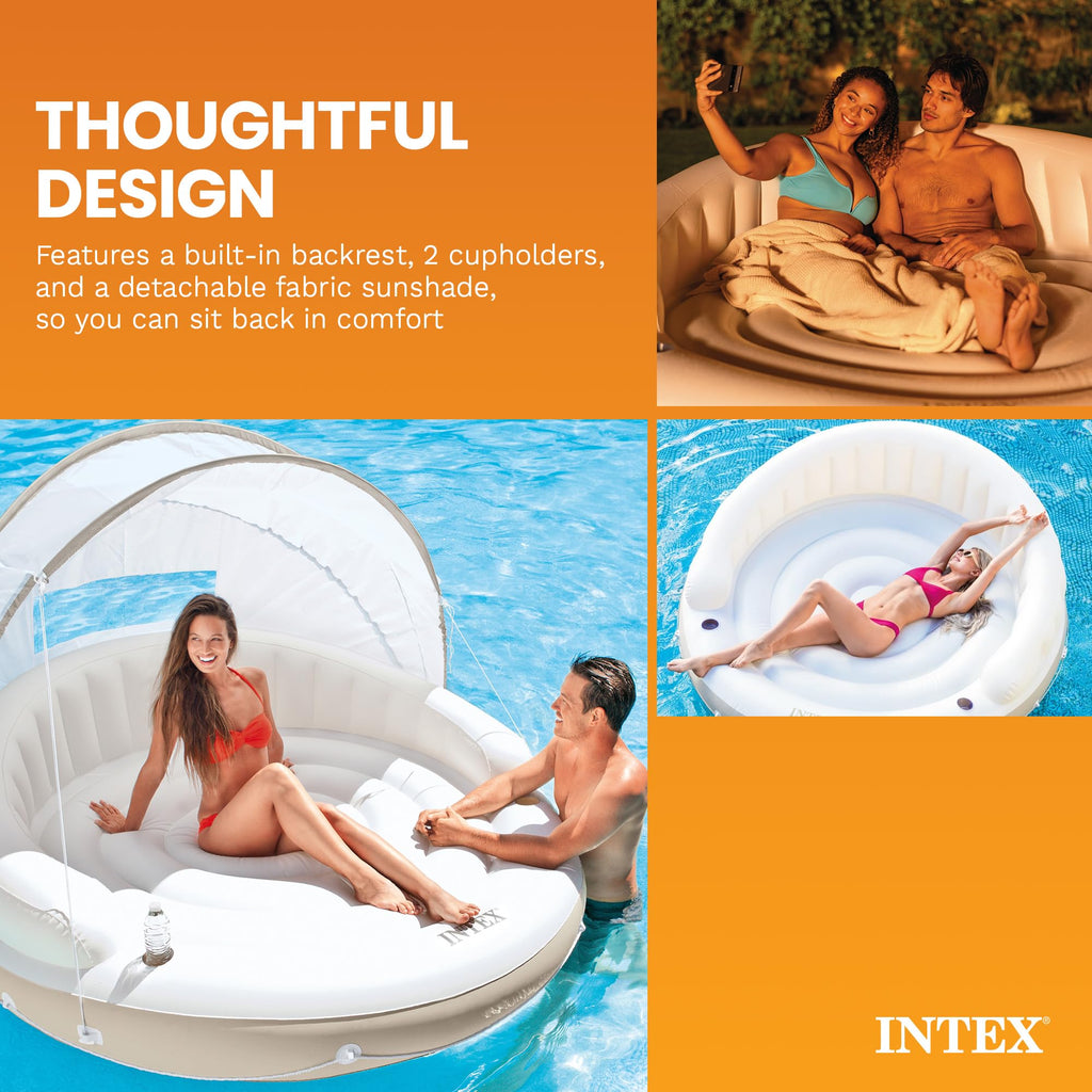 Inflatable Pool Float Lounge with Sunshade G71859