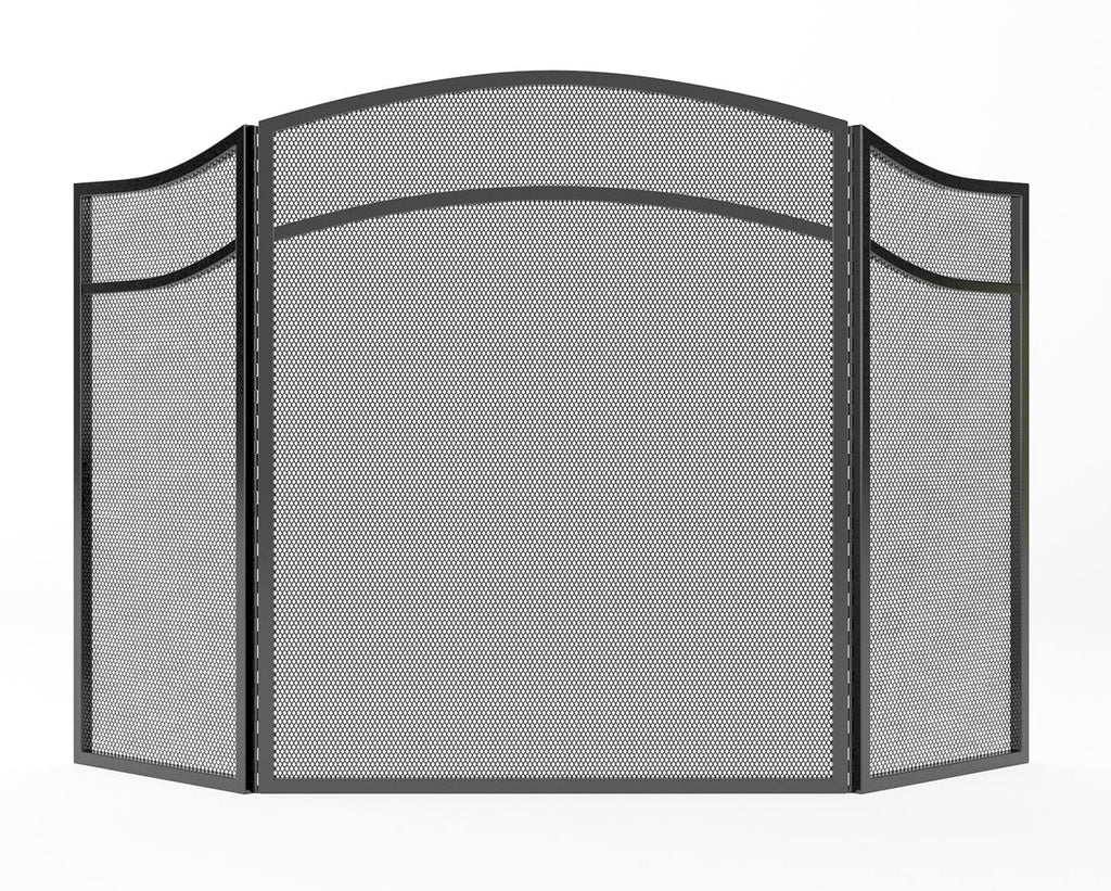 3 Panels Fireplace Screen with Arch Frame Black G95618