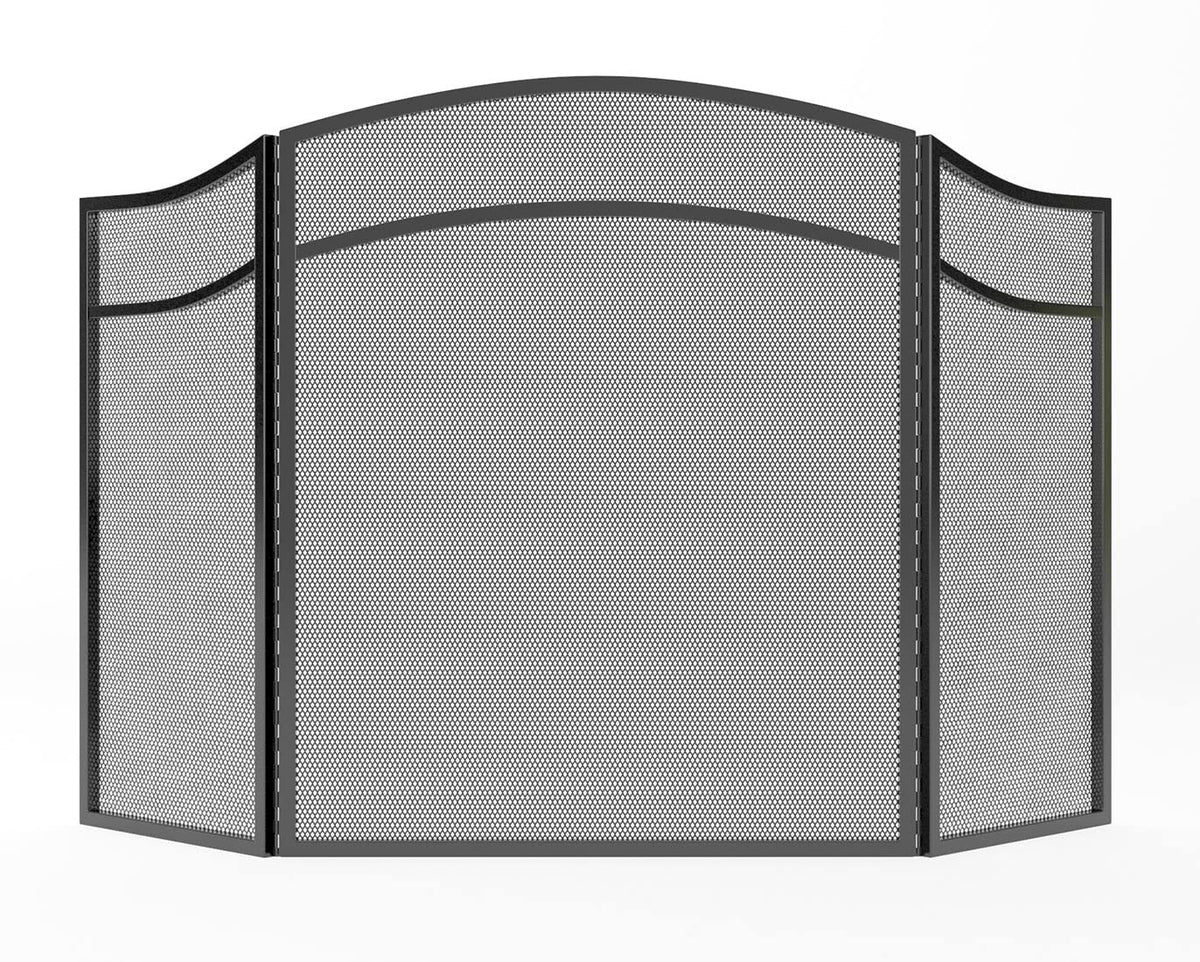 3 Panels Fireplace Screen with Arch Frame Black G95618