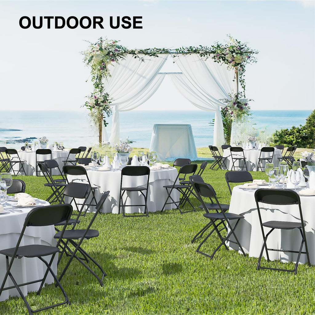 Black Plastic Folding Chairs, 10 Pack U27665
