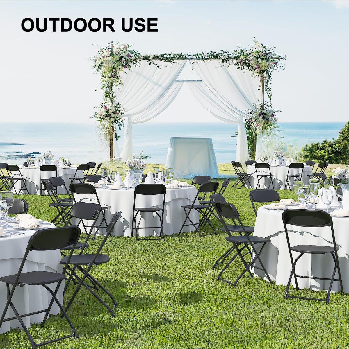 Black Plastic Folding Chairs, 10 Pack U27665