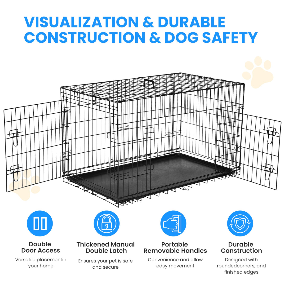 48-Inch Folding Metal Wire Dog Crate with Divider W410564