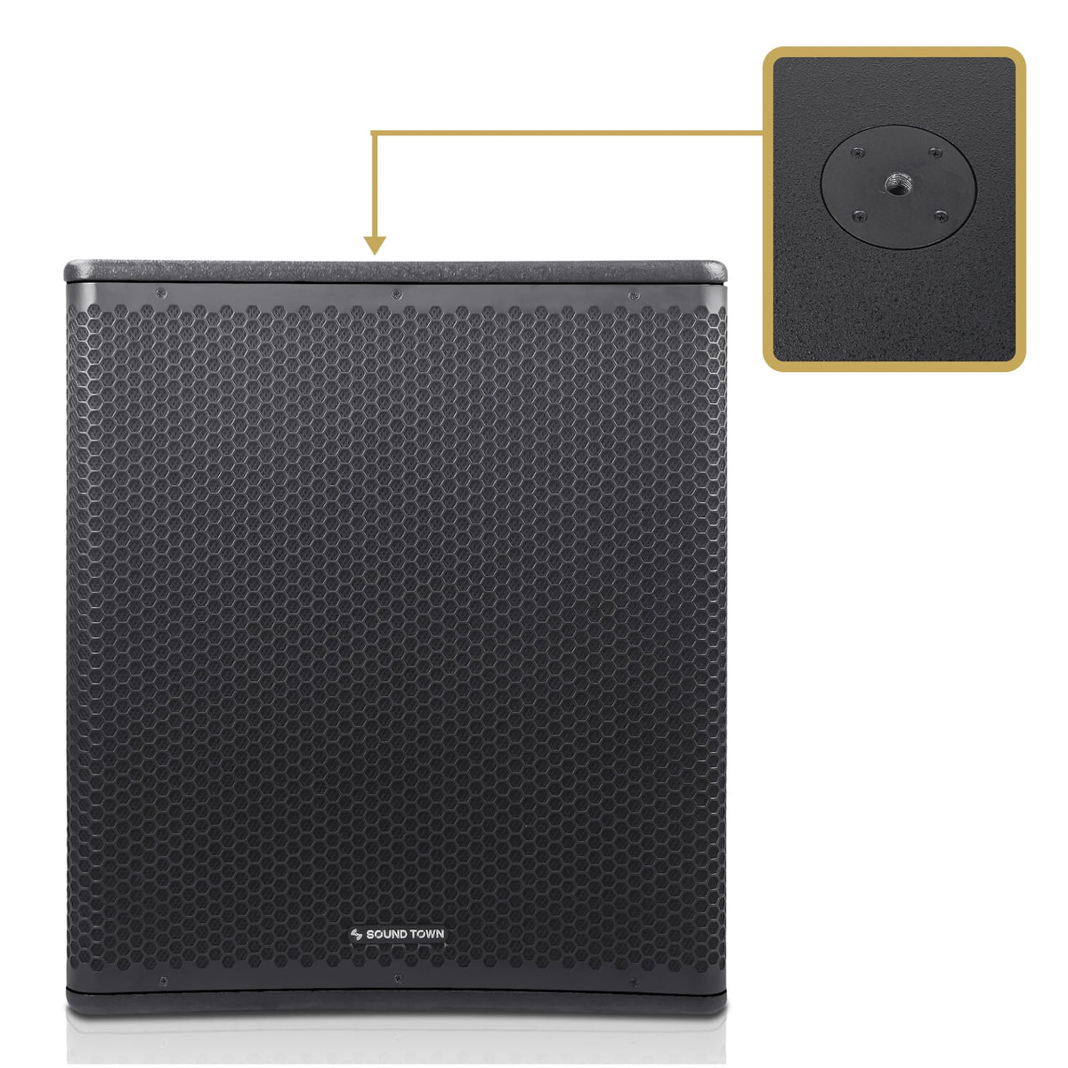 18" 1600W Powered PA/DJ Subwoofer with Class-D Amplifier, Birch Plywood, Black F221