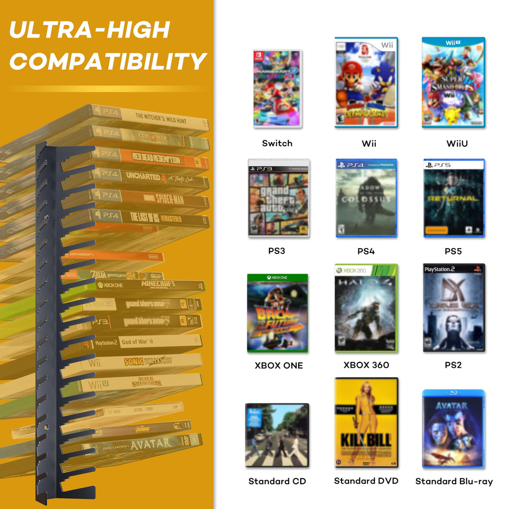 Metal Wall Mounted Video Game Storage Shelves 4-Pack U539