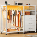 White 3 Drawer Dresser with Hanging Rack J944
