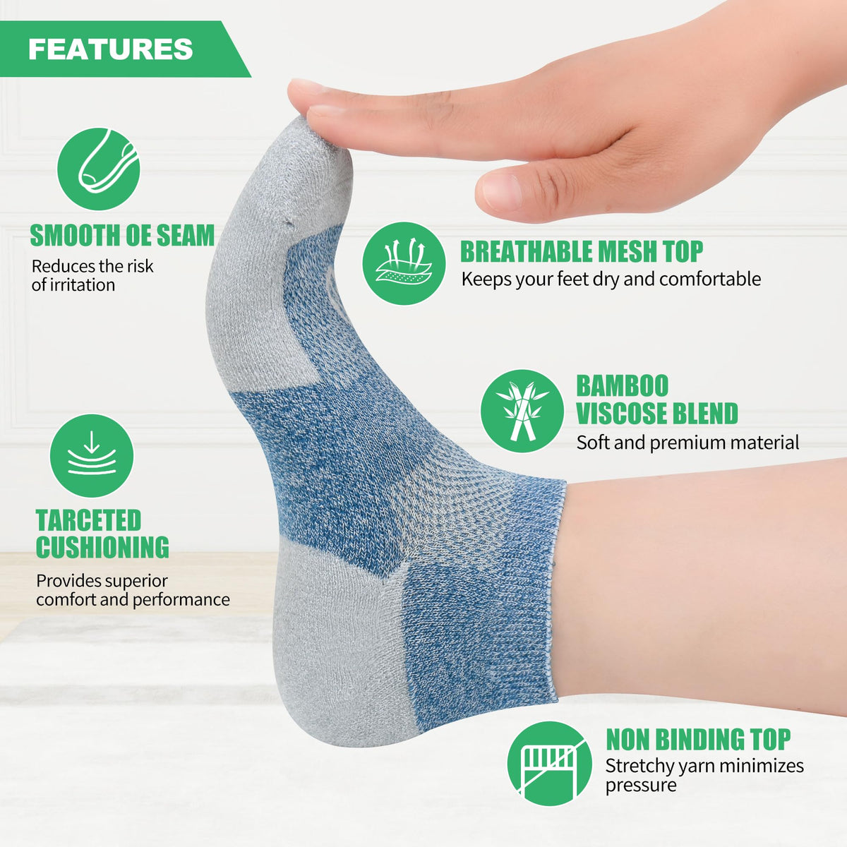 Diabetic Socks for Men, 12 Pairs Ankle & Low Cut Size 9-15 S4196