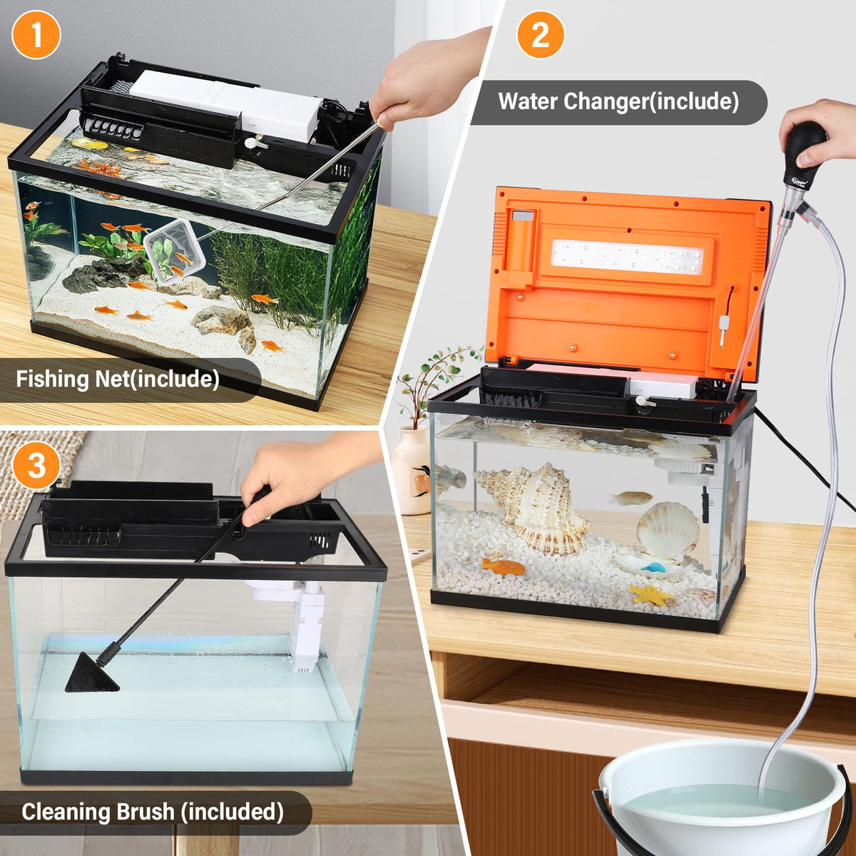 10 Gallon Glass Aquarium Starter Kit with Light Heater Pump Filter M280