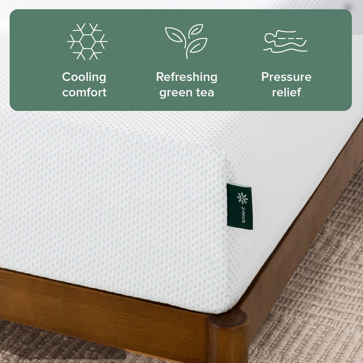 8 Inch Green Tea Cooling Gel Memory Foam Mattress Twin Q9364