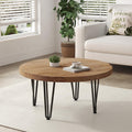 Rustic Wood Round Coffee Table with Metal Legs K631