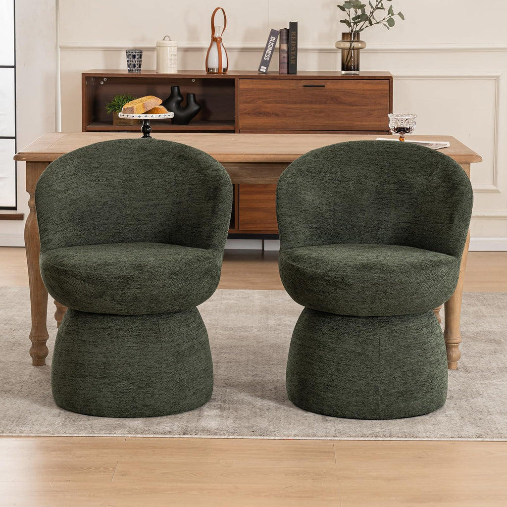 Green Boucle Fabric Swivel Accent Chair Set of 2 W161448