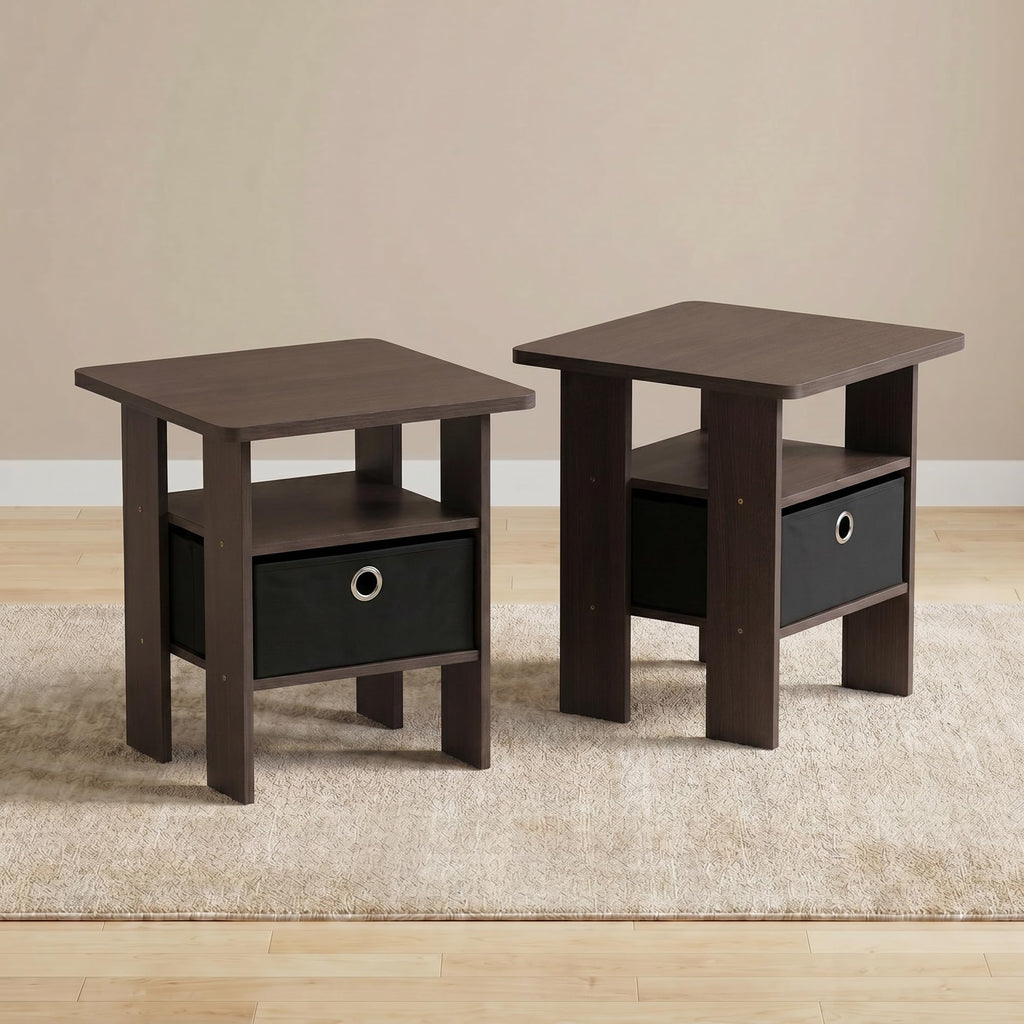 Brown 3-Tier Square Side Table Set of 2 I296024