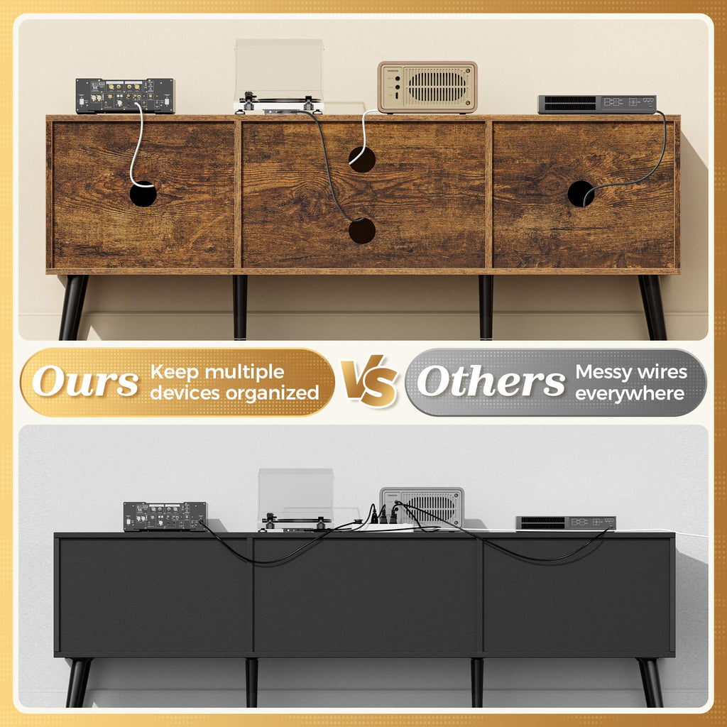 55 Inch TV Stand with Adjustable Shelf and 2 Cabinets W6929