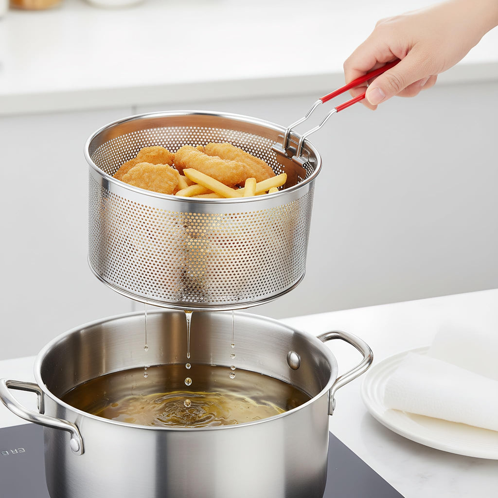 Set of 2 Stainless Steel Pasta Strainers with Removable Handle E7267