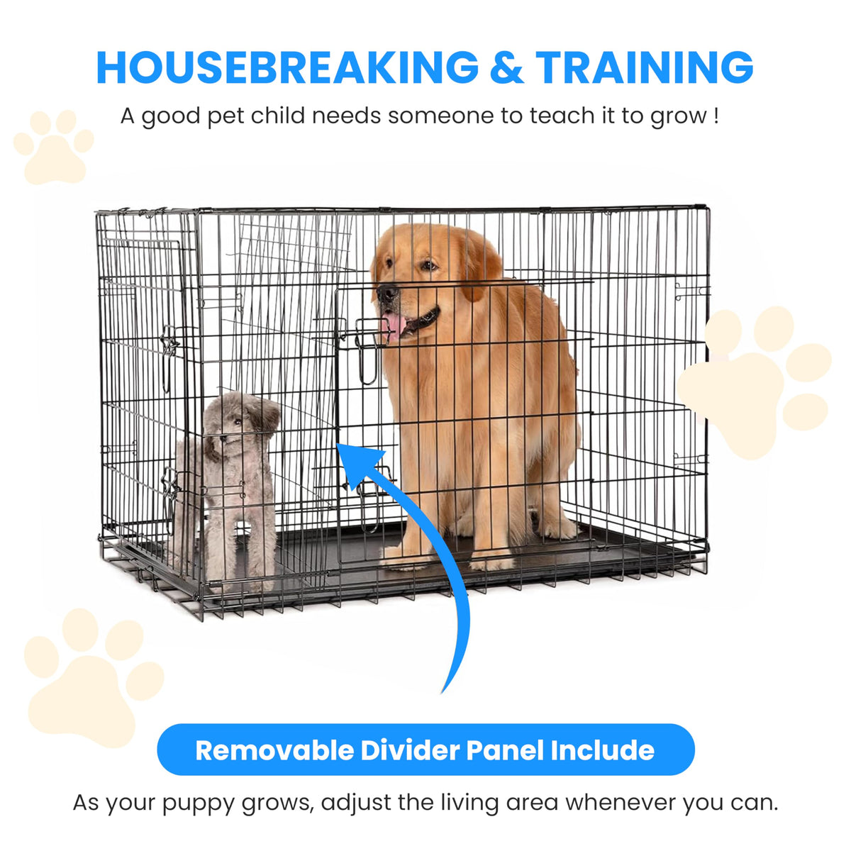 48-Inch Folding Metal Wire Dog Crate with Divider W410564