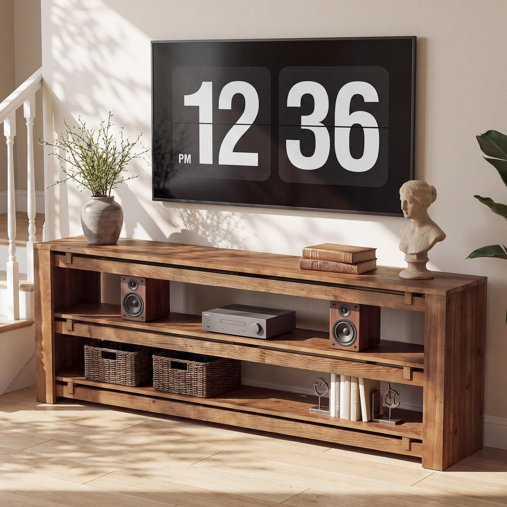 63" Solid Wood 3-Tier TV Stand Q97529
