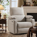 Oversized Power Swivel Rocker Recliner with Heating and Massage, Faux Leather, Grey Z315