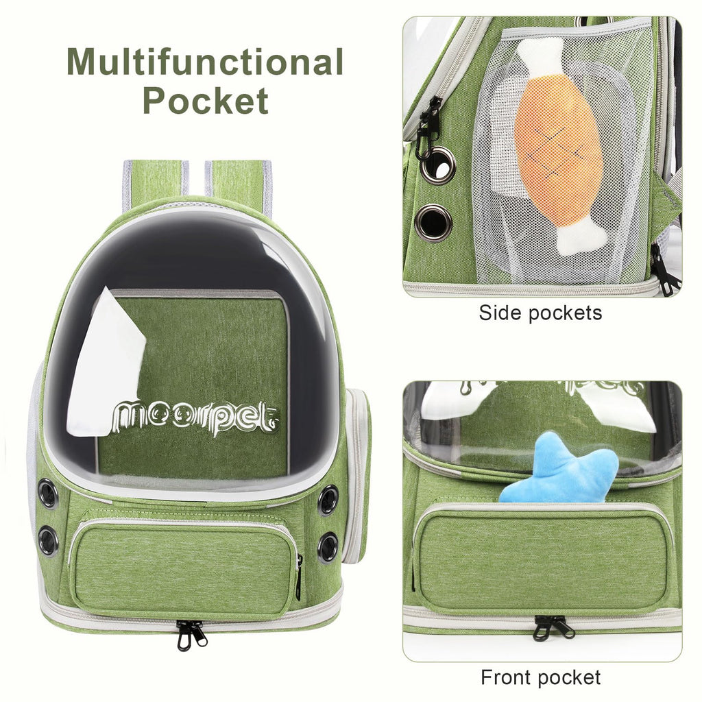 Green Expandable Breathable Pet Backpack Carrier O19811
