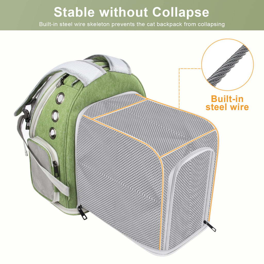 Green Expandable Breathable Pet Backpack Carrier O19811