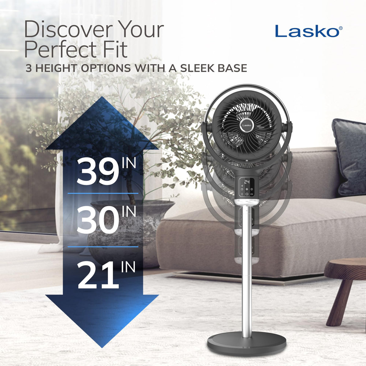 Pedestal Fan with Remote Control, Adjustable Height, Night Light, Gray C167