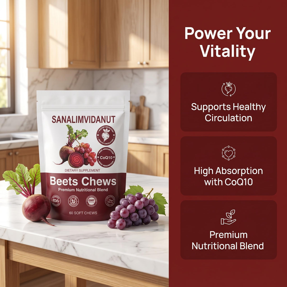 Beet Root Chews 500mg 60 Chews C605894