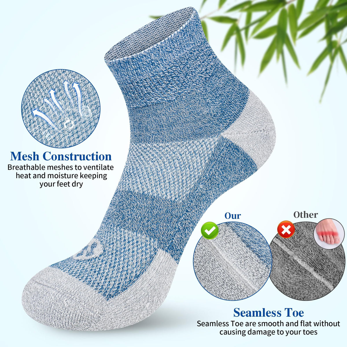 Diabetic Socks for Men, 12 Pairs Ankle & Low Cut Size 9-15 S4196