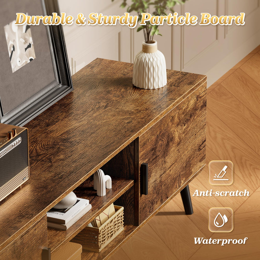55 Inch TV Stand with Adjustable Shelf and 2 Cabinets W6929