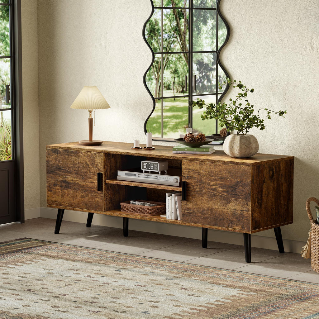 55 Inch TV Stand with Adjustable Shelf and 2 Cabinets W6929