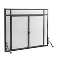 Black Metal Fireplace Screen with Hinged Doors E8129