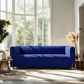 Blue Tufted Velvet Sofa with Metal Legs E129