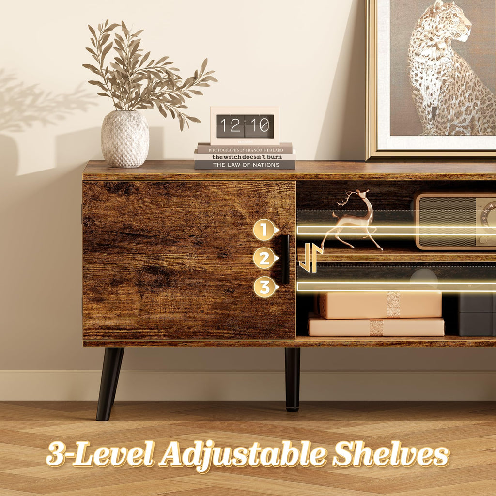 55 Inch TV Stand with Adjustable Shelf and 2 Cabinets W6929