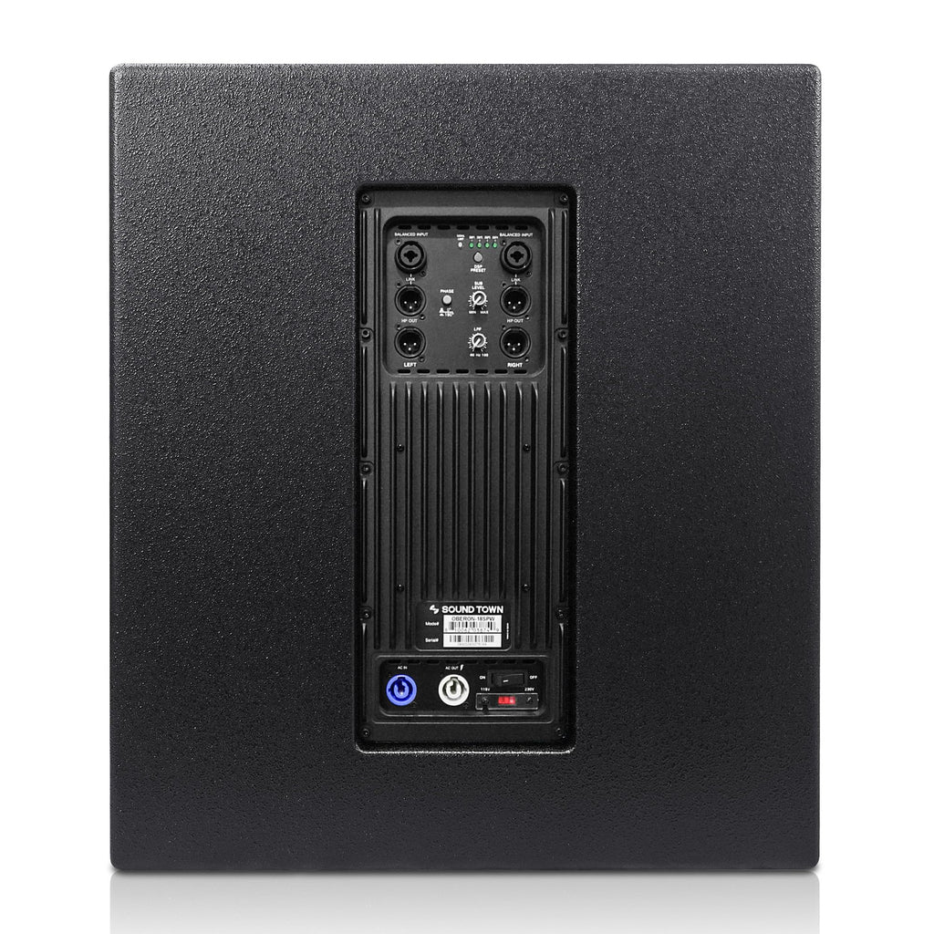 18" 1600W Powered PA/DJ Subwoofer with Class-D Amplifier, Birch Plywood, Black F221