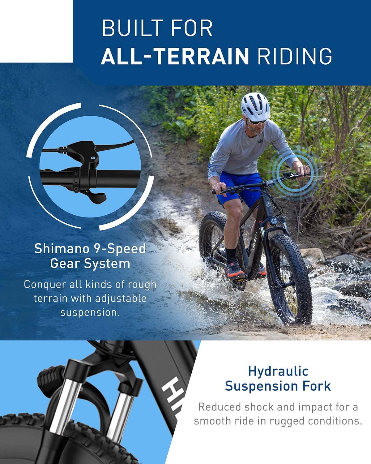 1000W 28MPH 62.1Miles 48V 13Ah Fat Tire Electric Bike R2944