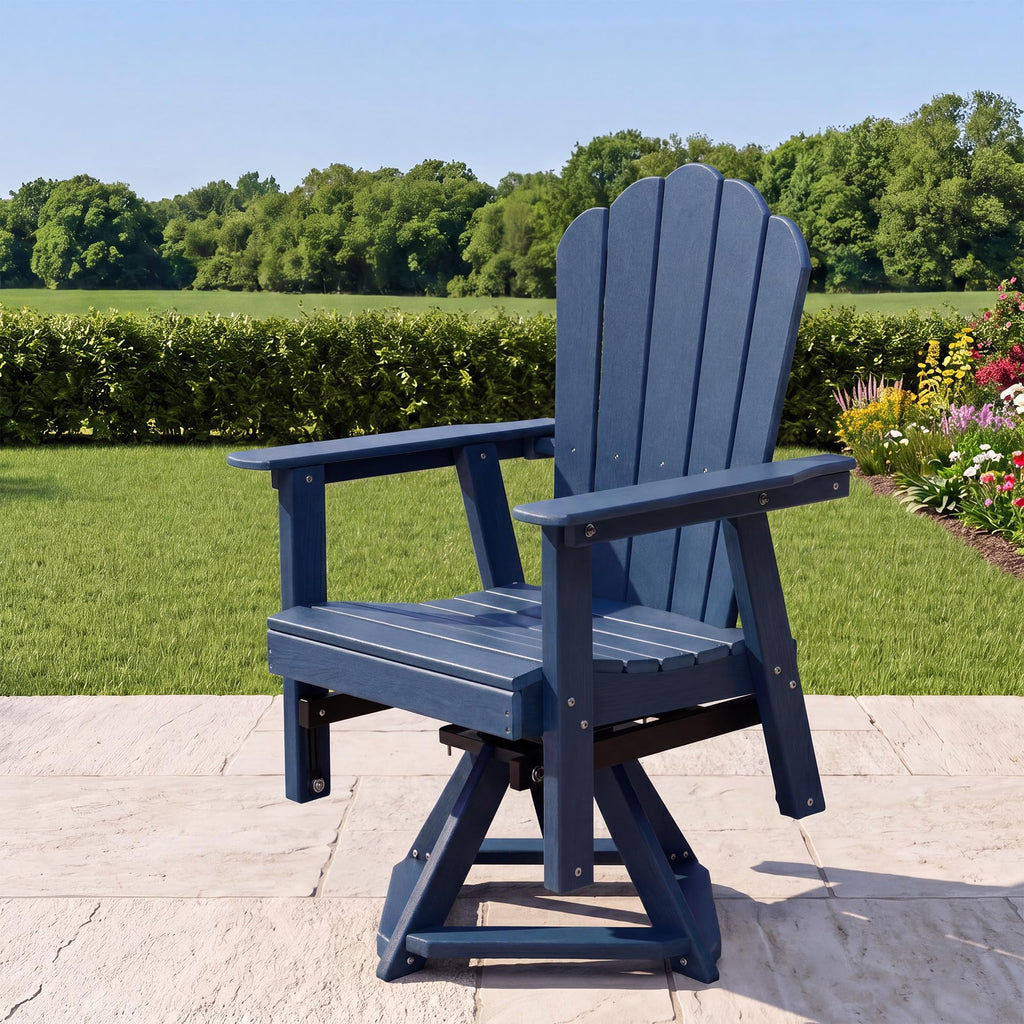 Blue 360° Swivel HDPE Adirondack Glider Chair A299