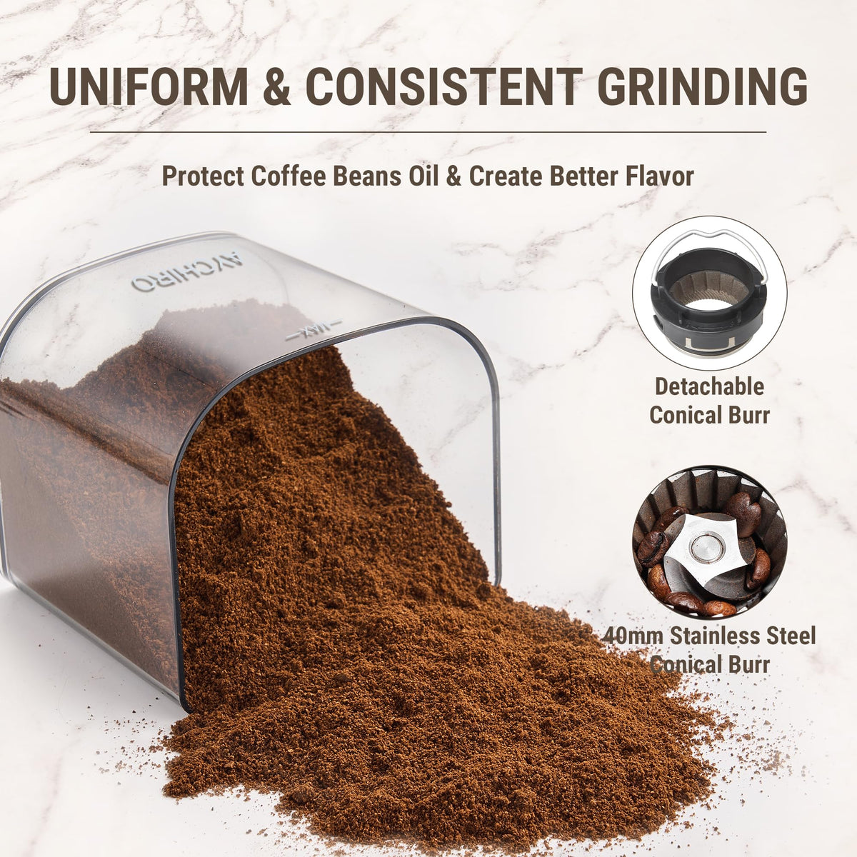 Electric Conical Burr Coffee Grinder with 30 Grind Settings Q7091