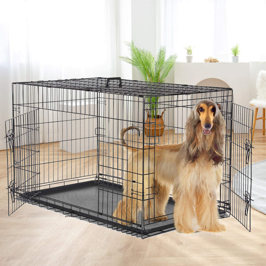 48-Inch Folding Metal Wire Dog Crate with Divider W410564